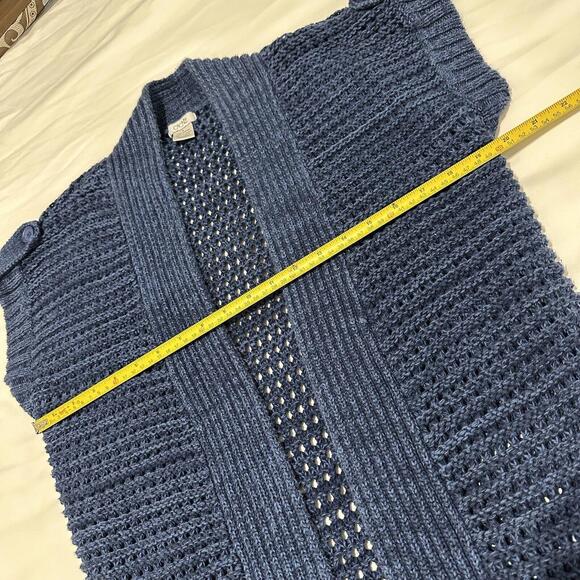 Cache Short Sleeve Open Knit Cardigan Sweater Sz M Medium Blue - Picture 9 of 10
